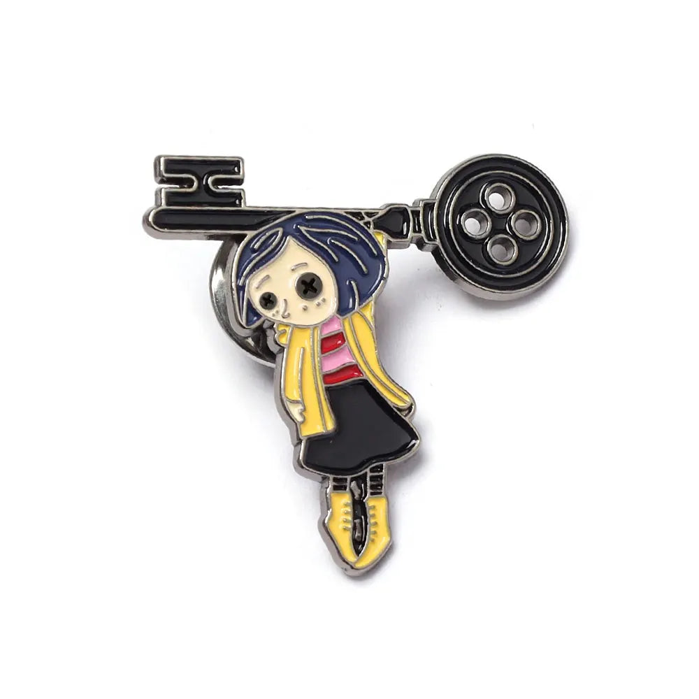 Horror Character Enamel Pin – Gothic Halloween Lapel Brooch