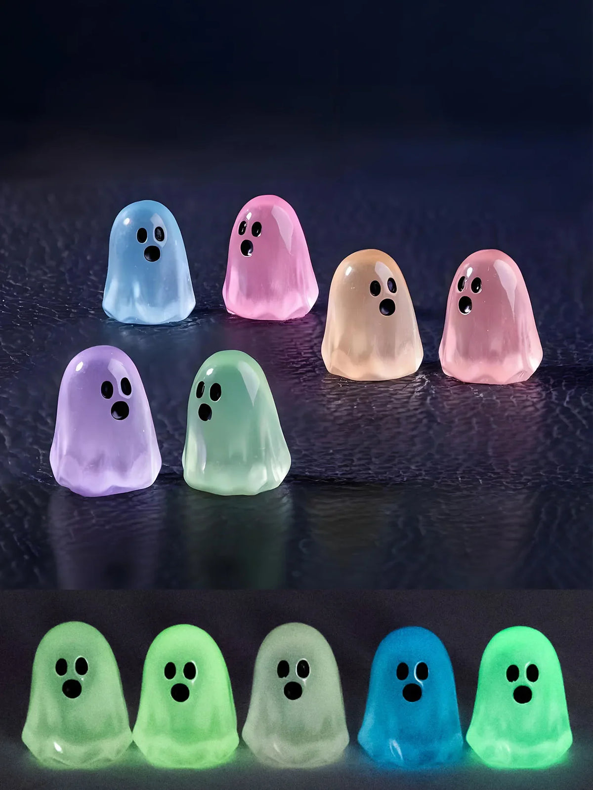 Glowing Ghost Figures, Mini Resin Halloween Figurines 5/10 Pcs