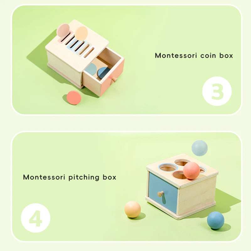 Wooden Shape Sorting Toy – Montessori Color Matching Activity Box