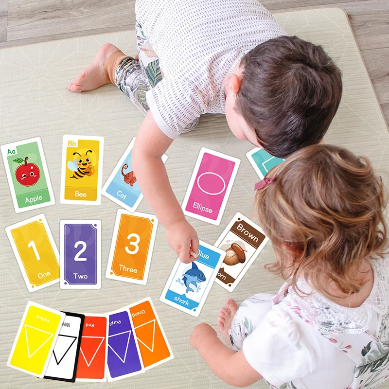 Montessori Flash Cards – 58-Piece Alphabet, Number & Shape Learning Set