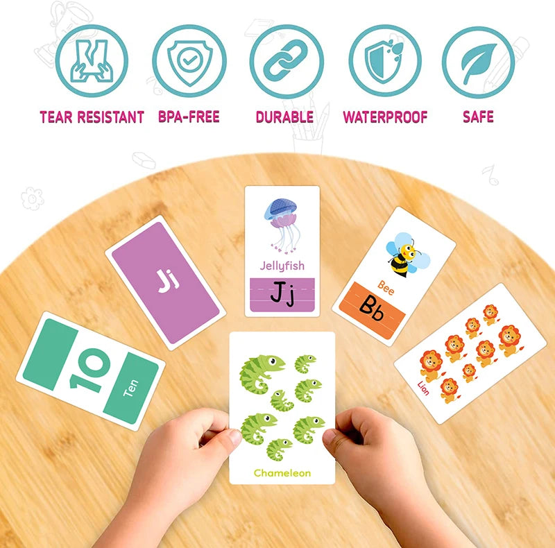 Montessori Flash Cards – 58-Piece Alphabet, Number & Shape Learning Set