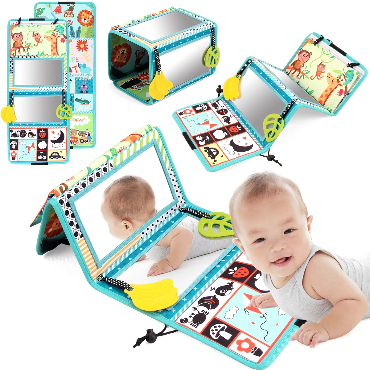 Baby Tummy Time Mirror – Black & White Sensory Toy for 6–24 Months