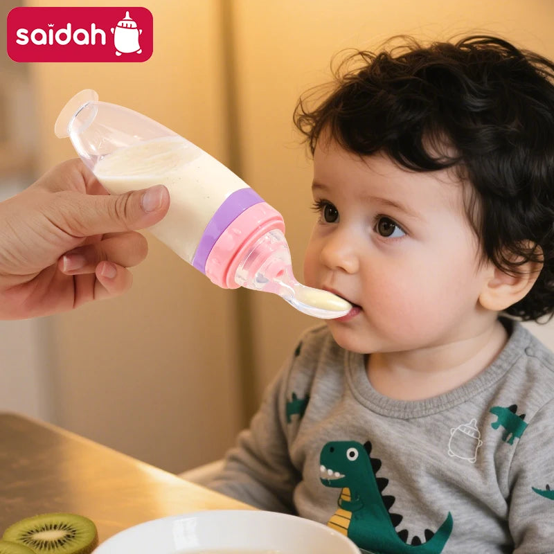 Silicone Baby Feeder – 120ml Puree Squeeze Bottle with Spoon