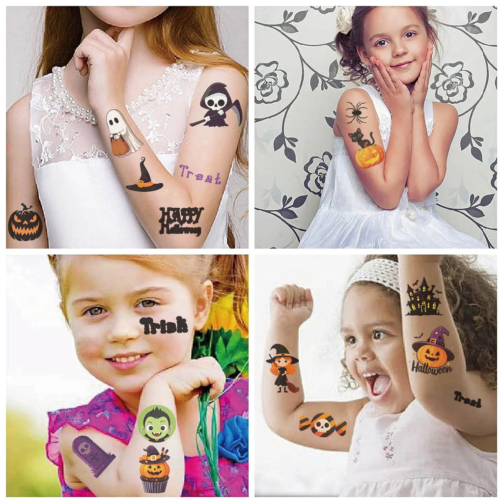 Halloween Temporary Tattoos 10 Sheets Pumpkin Waterproof Stickers