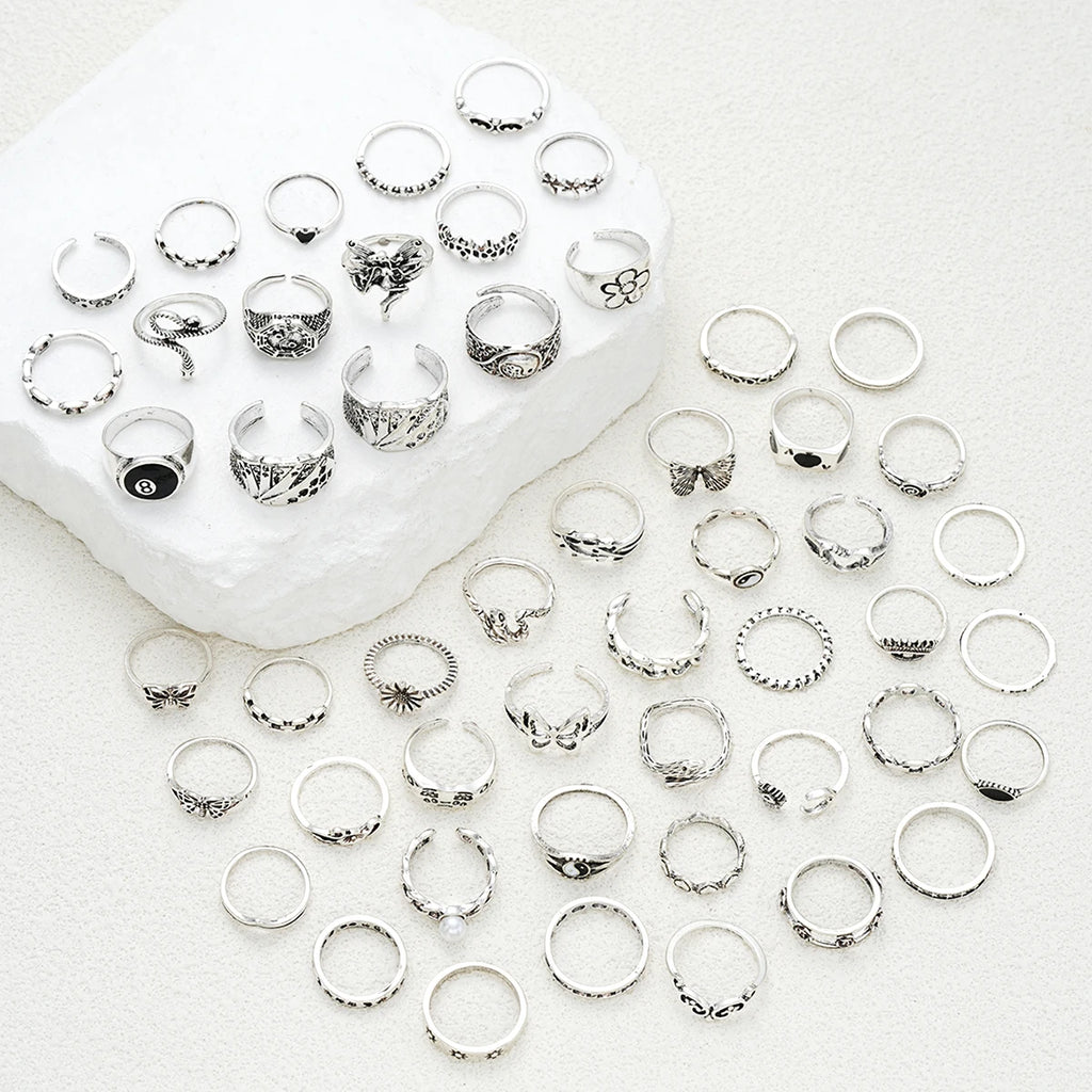 51-Piece Gothic Ring Set for Men & Women
