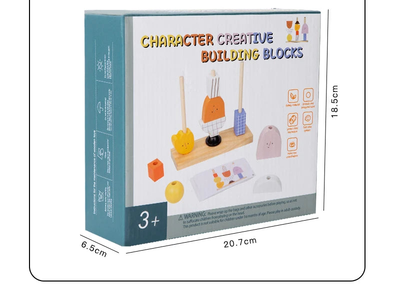 3D Wooden Puzzle Toy – Montessori Shape Matching Bead Blocks Set