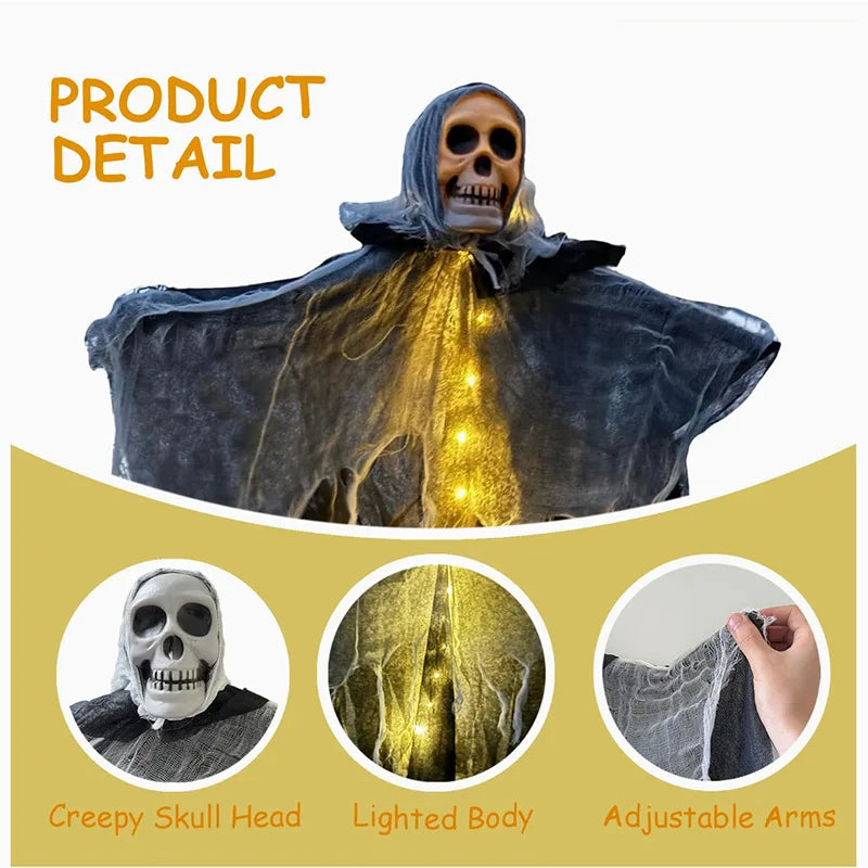 Glowing Halloween Skull Decoration Hanging Ghost for Outdoor Party