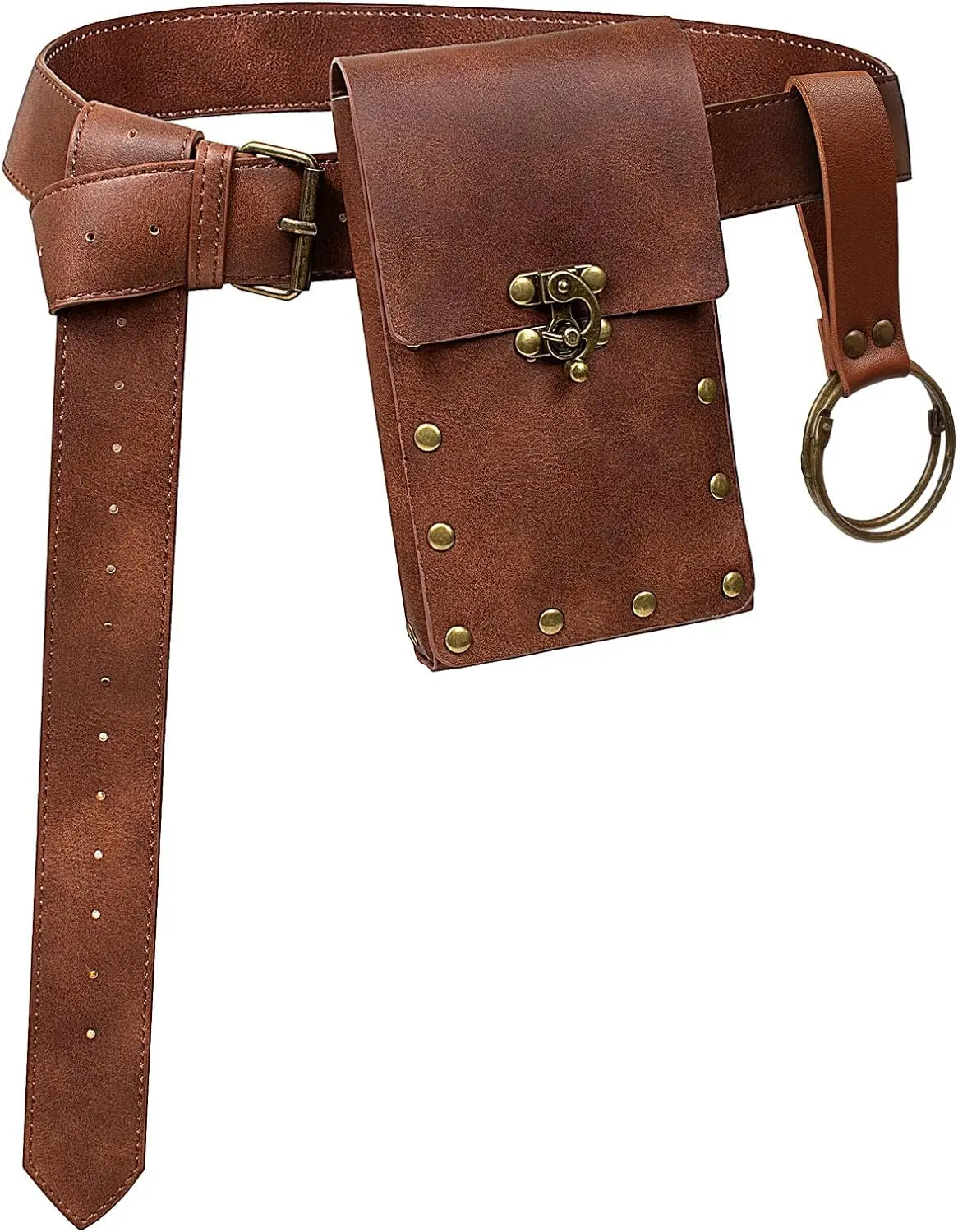 Medieval Cosplay Belt – Renaissance Faux Leather Waist Bag Set