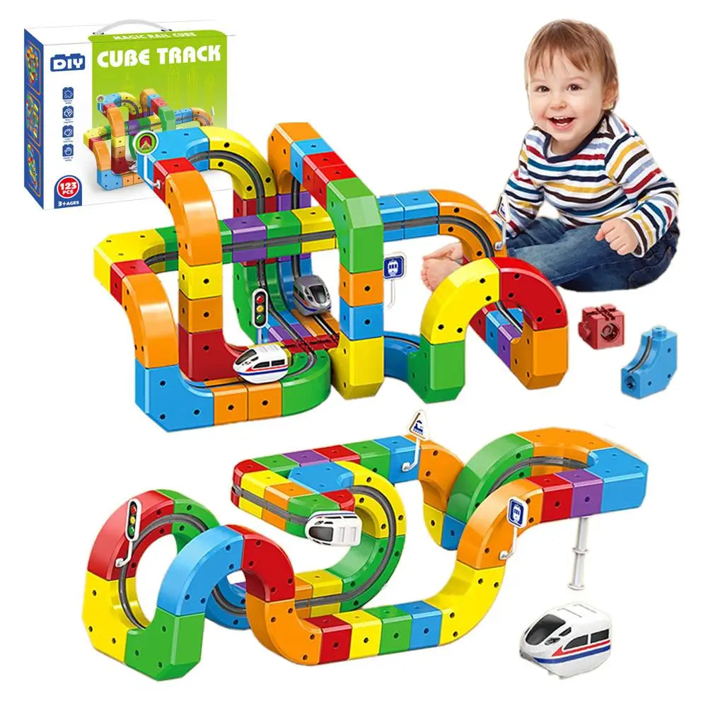STEM Train Track Set – DIY 3D Railway Building Toy with Electric Train