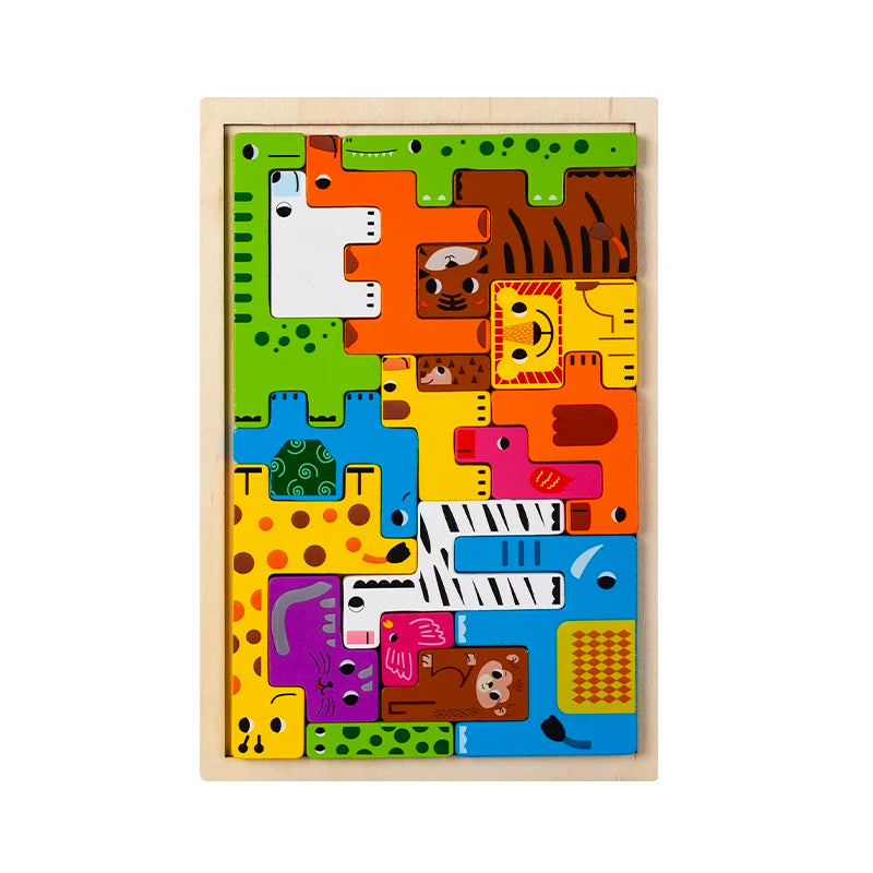 Wooden Animal Puzzle – Montessori Logic & Matching Toy for Kids