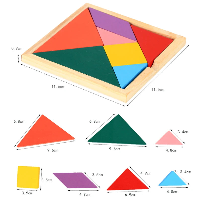 Wooden Tangram Puzzle – Colorful Geometric Brain Teaser