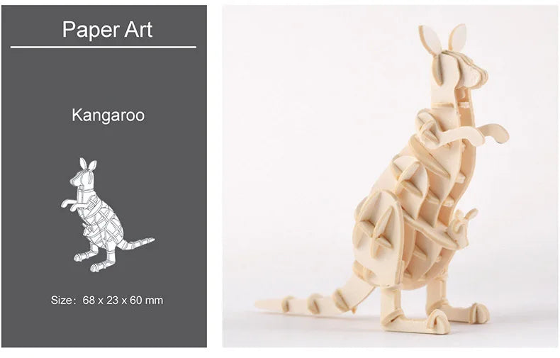 3D Wooden Animal Puzzle – DIY Assembly Model Kit