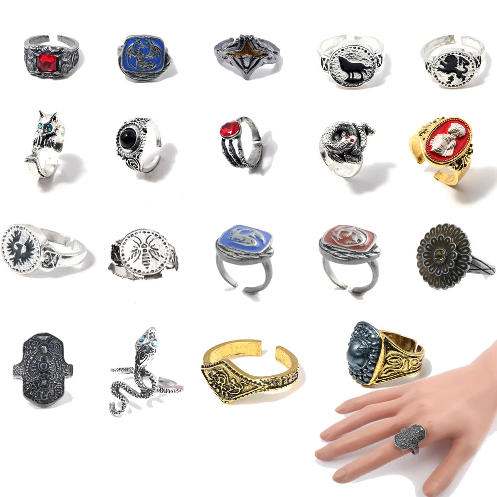 Gothic Fantasy Ring Vintage Dark Style Jewelry for Men