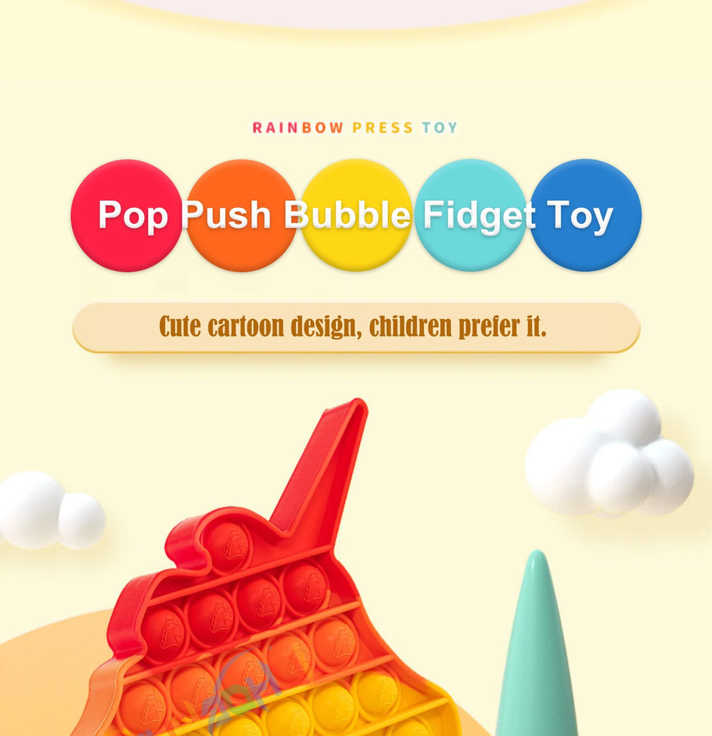 Pop It Fidget Toy – Rainbow Bubble Pop Sensory Stress Relief Toy