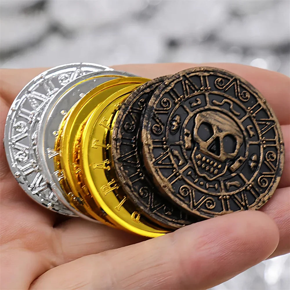 Pirate Treasure Coins, Plastic Fake Gold Coins for Party Favors
