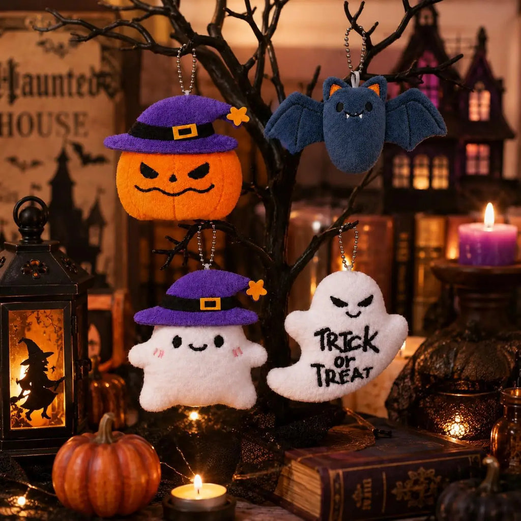 Halloween Mini Plush Keychains – Ghost Stuffed Animal Party Favors