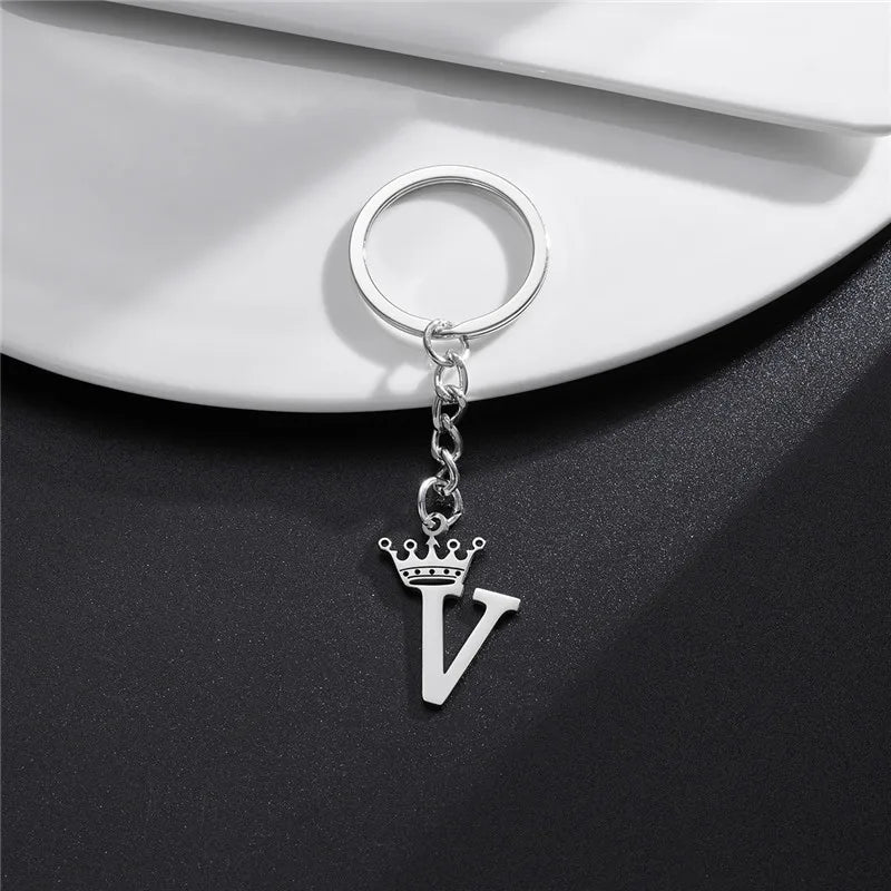 Initial Letter Keychain – Stainless Steel Alphabet Key Ring