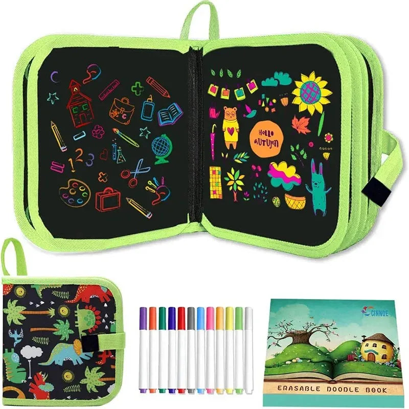 Reusable Drawing Book for Kids – Erasable Doodle Pad with Drawing Pens