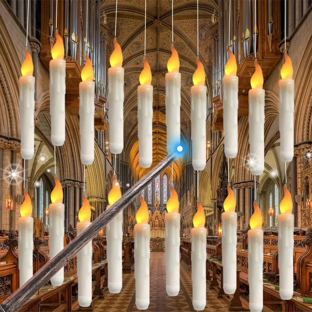 LED Floating Candles with Magic Wand for Halloween Decor