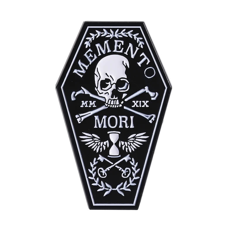 Skull Enamel Pin Gothic Skeleton Coffin Lapel Brooch