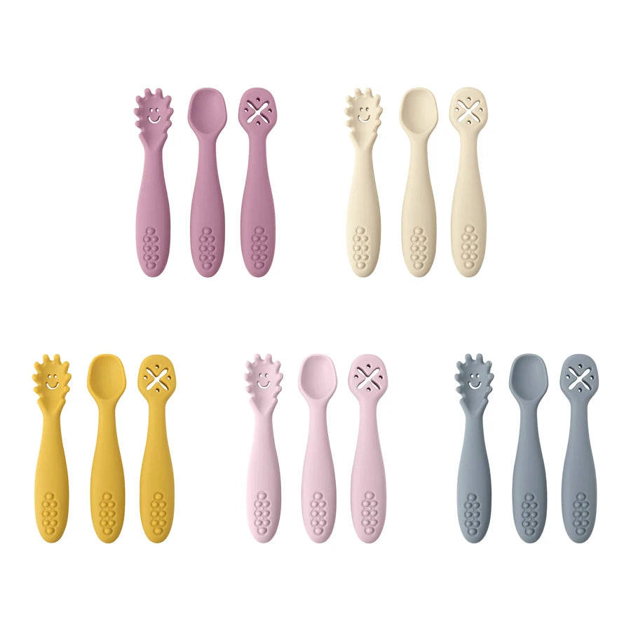 Baby Feeding Spoons – 3PC Silicone Toddler Weaning Utensil Set