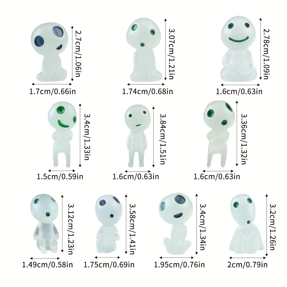 Mini Ghost Figurines 10PCS Luminous Resin Halloween Decor