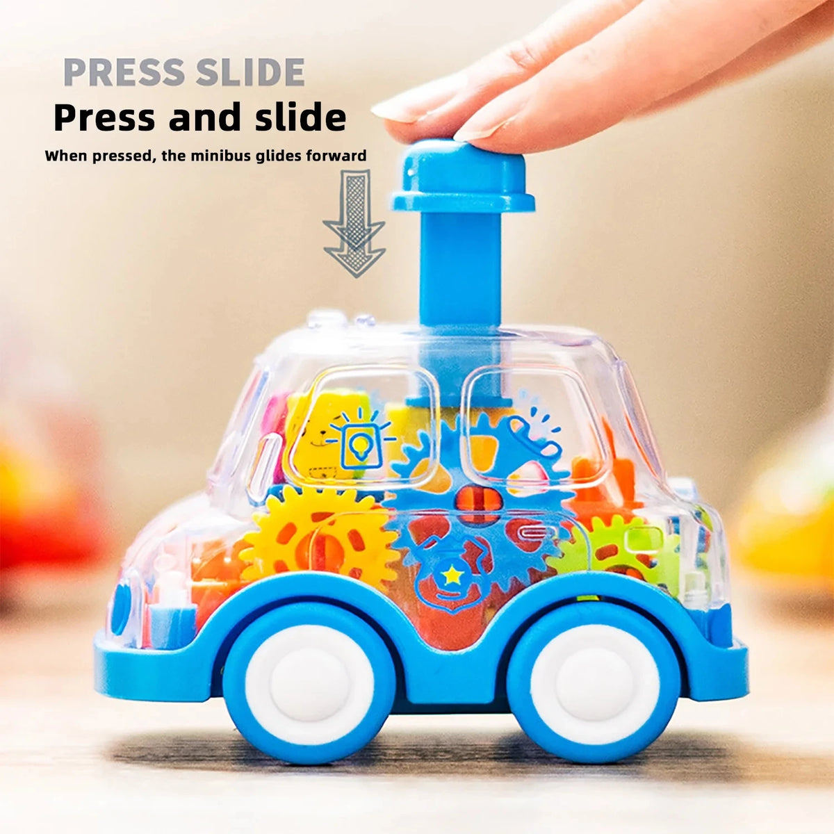 Transparent Gear Car Toy – Pull Back Inertia Car for Kids