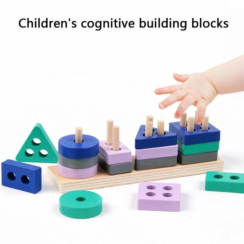 Wooden Building Blocks – Color & Shape Matching Puzzle Toy