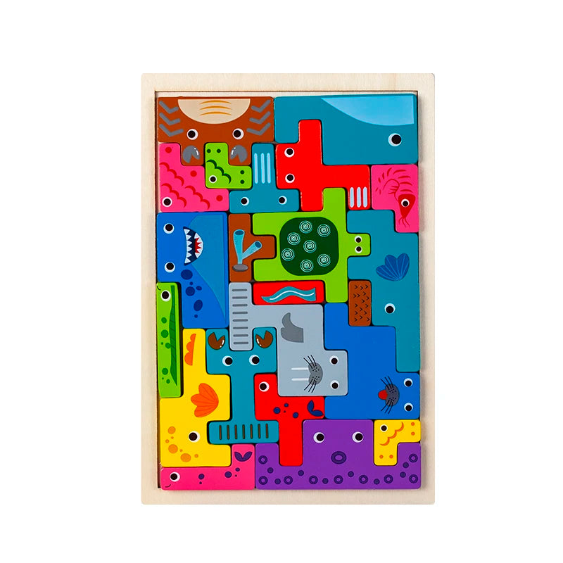 Wooden Animal Puzzle – Montessori Logic & Matching Toy for Kids