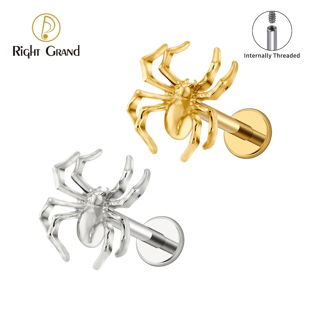 Titanium Labret Stud Spider Lip Tragus Cartilage Helix Piercing