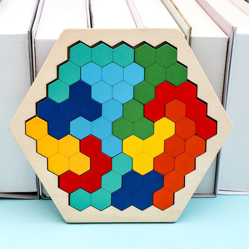 Wooden Tangram Puzzle – Colorful Geometric Brain Teaser