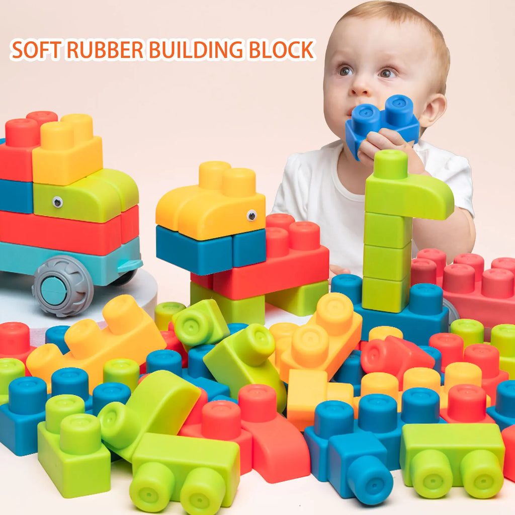 Soft Rubber Building Blocks – DIY Educational Construction Toy