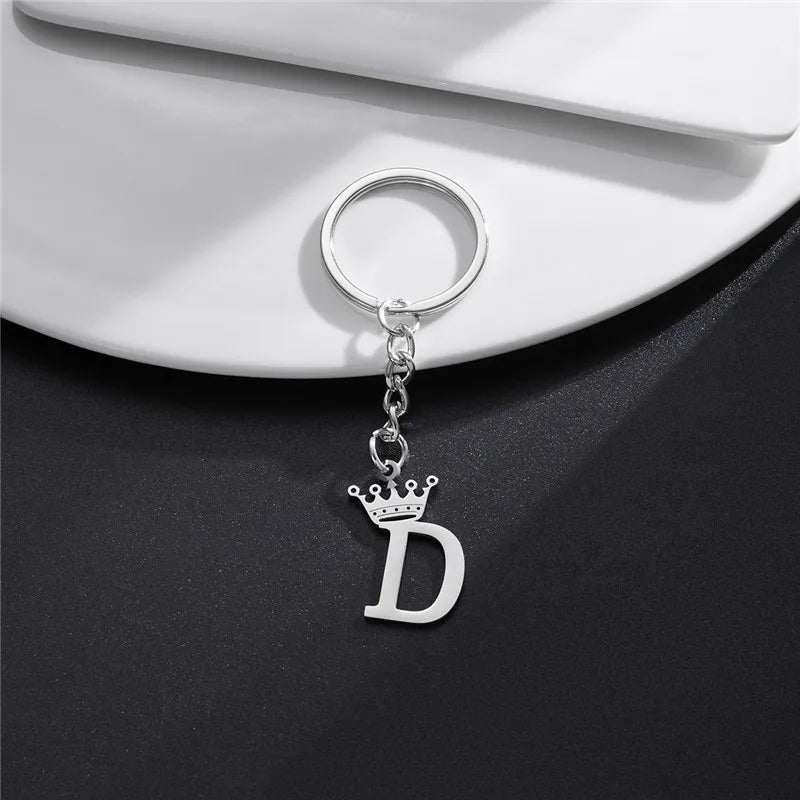 Initial Letter Keychain – Stainless Steel Alphabet Key Ring