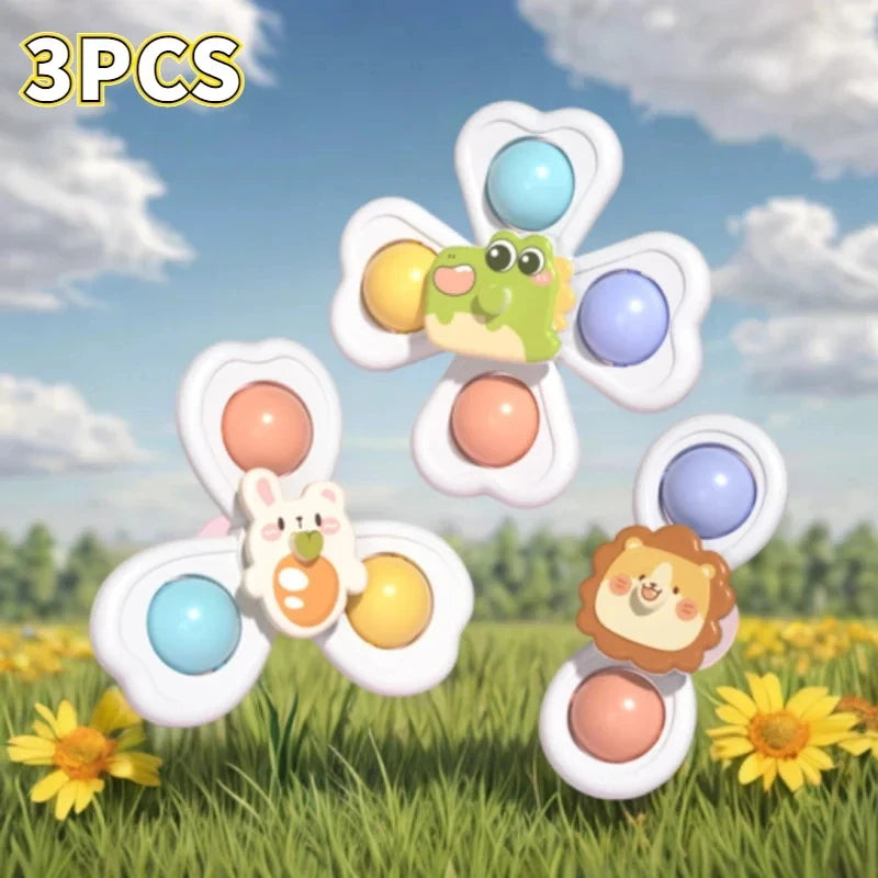 Baby Bath Toys – 3-Piece Suction Cup Spinner Sensory Set