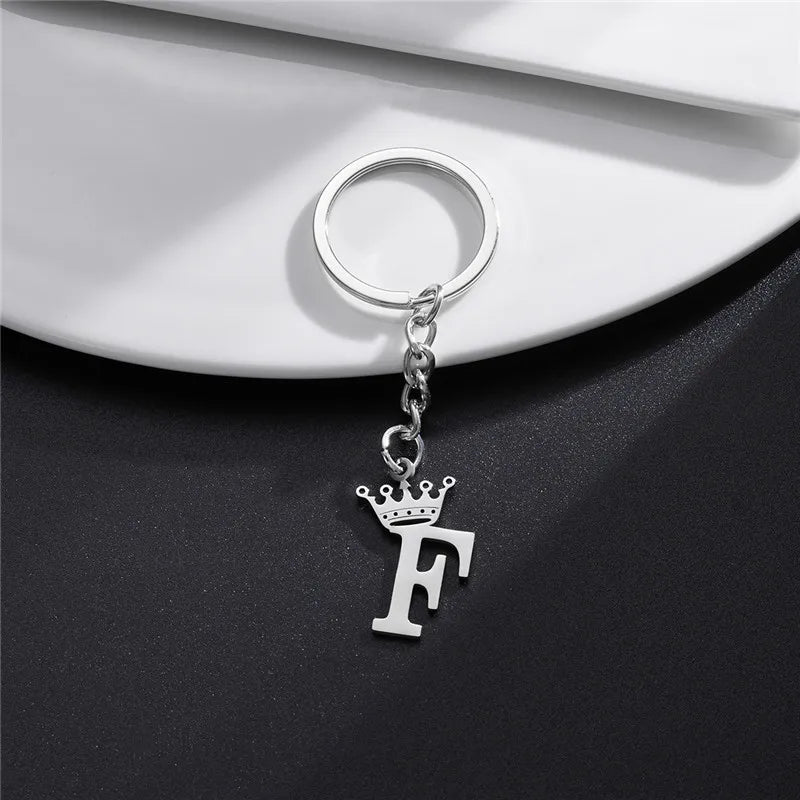 Initial Letter Keychain – Stainless Steel Alphabet Key Ring