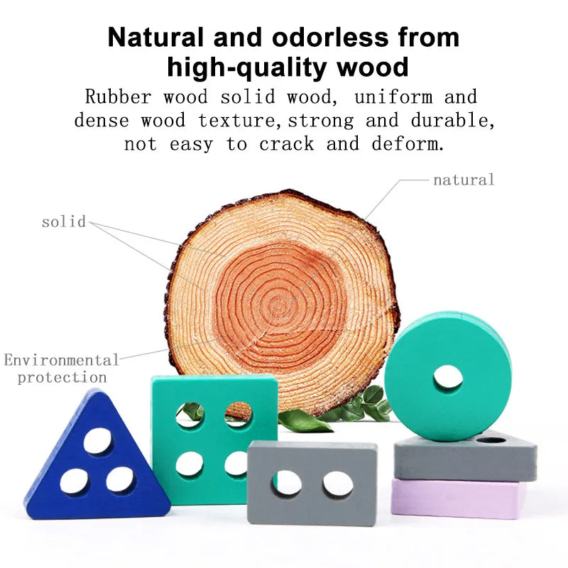 Wooden Building Blocks – Color & Shape Matching Puzzle Toy