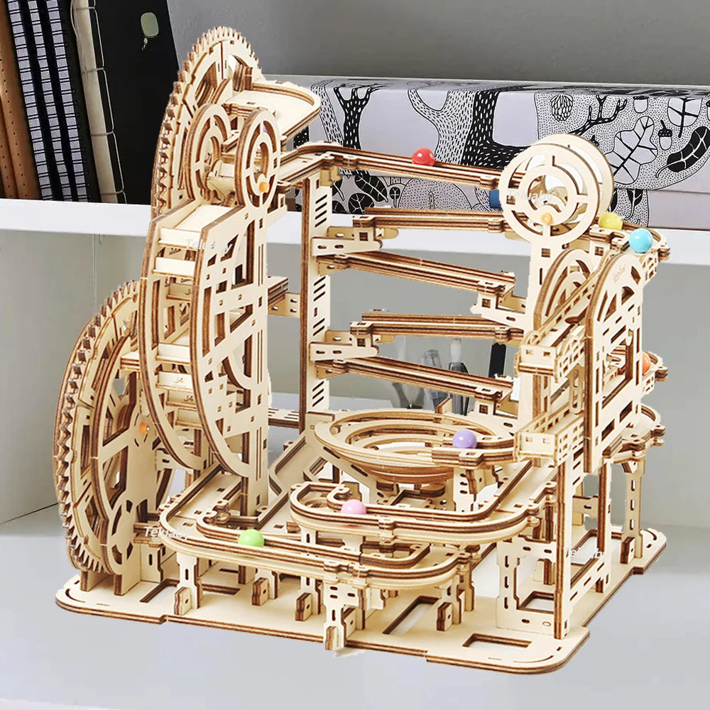 3D Wooden Puzzle Marble Run – Mechanical Model Building Kit