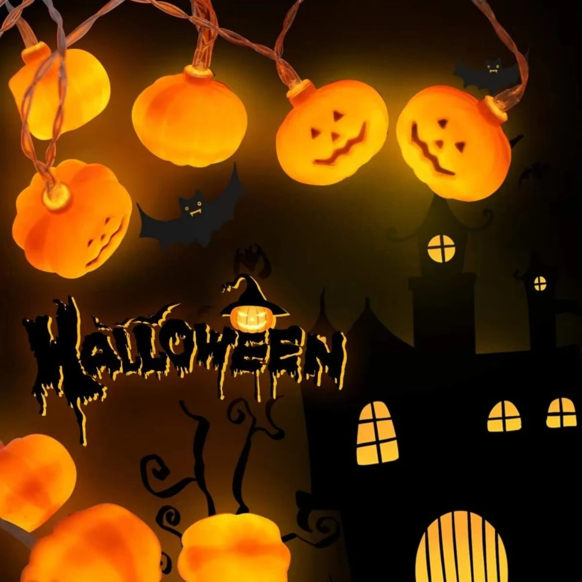 Halloween Pumpkin String Lights Warm White LED Party Decor