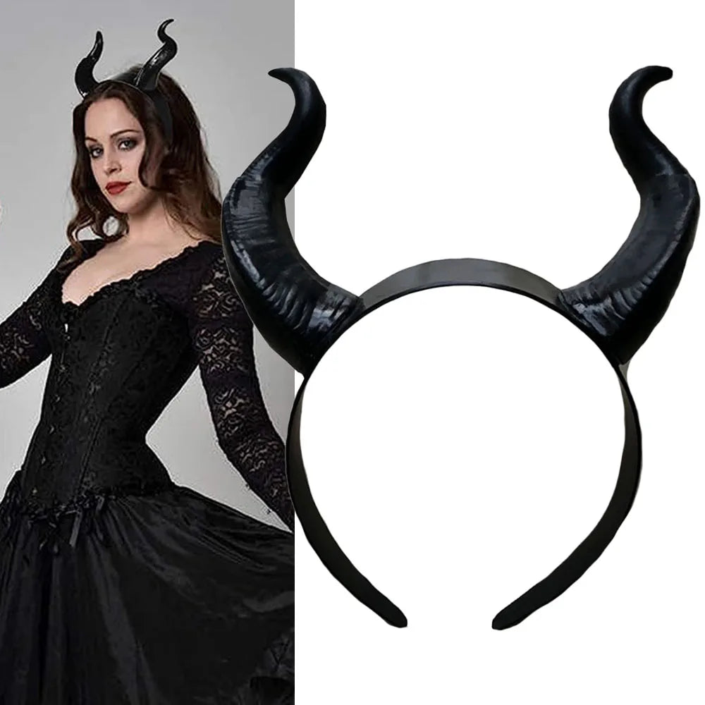 Demon Horn Headband – Black Detachable Costume Headpiece