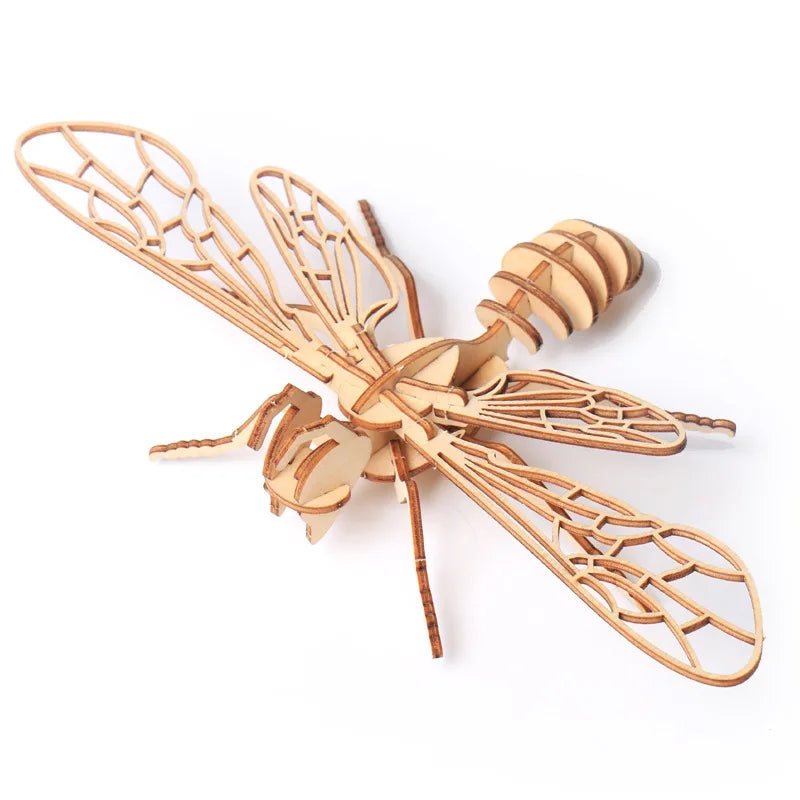 Wooden Insect Puzzle 3D Animal Assembly Educational Toy