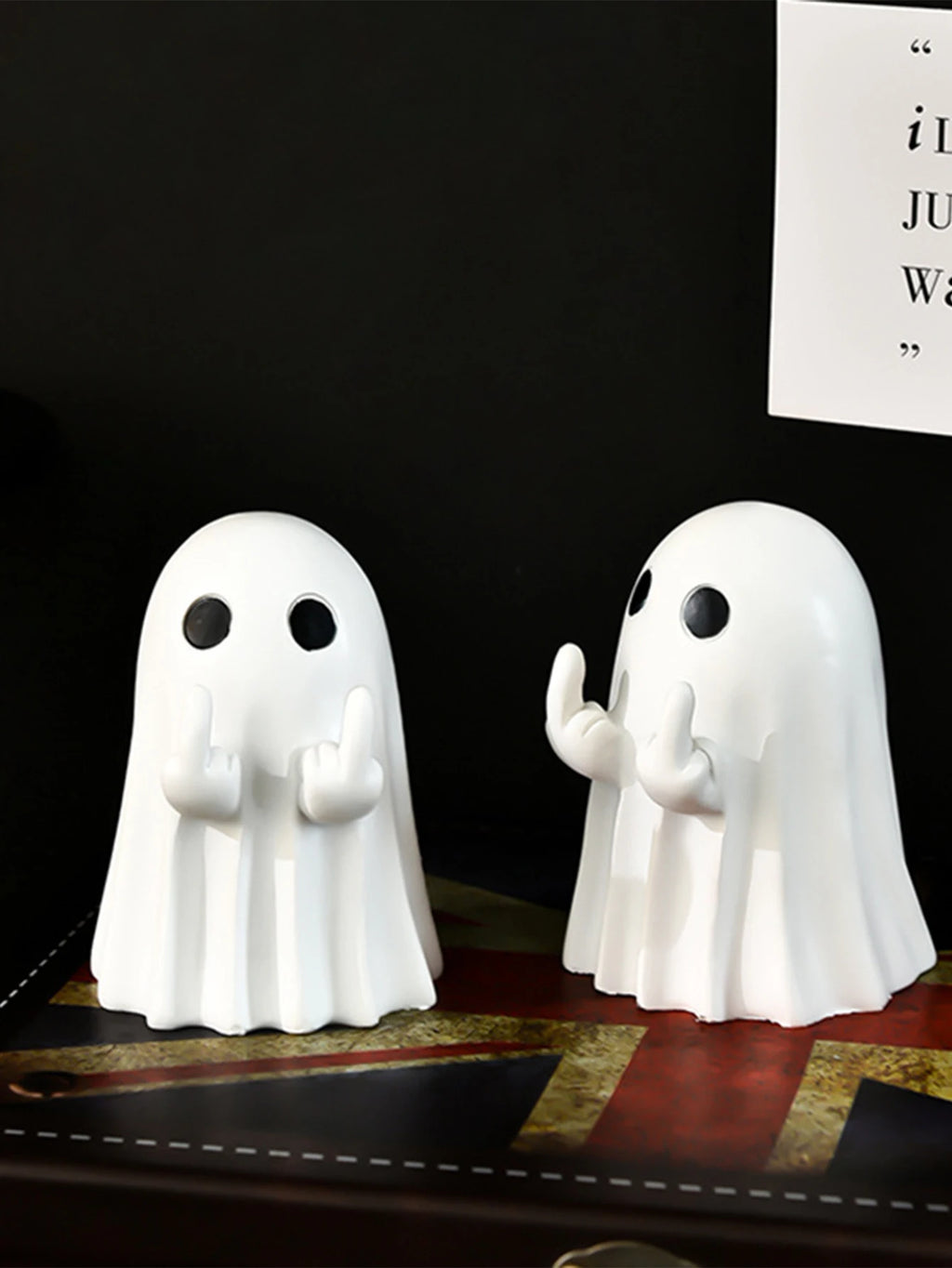 Ghost Halloween Figurine – Cute Ghost Statue Shelf Decor