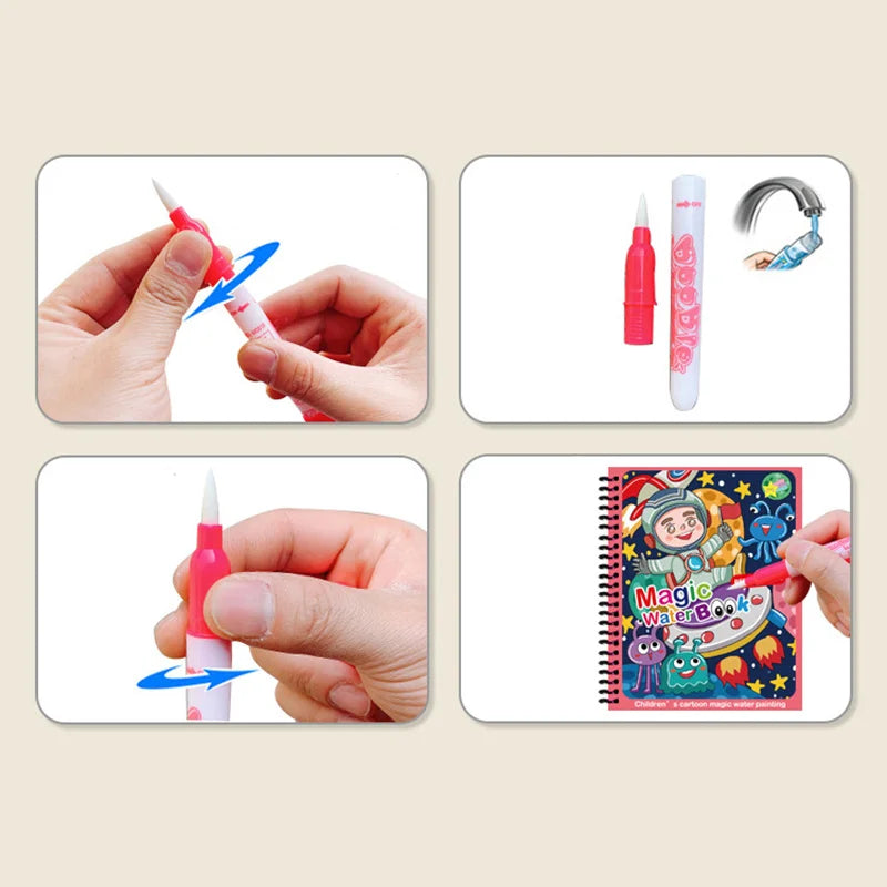 Reusable Water Coloring Book for Kids with Water Pen