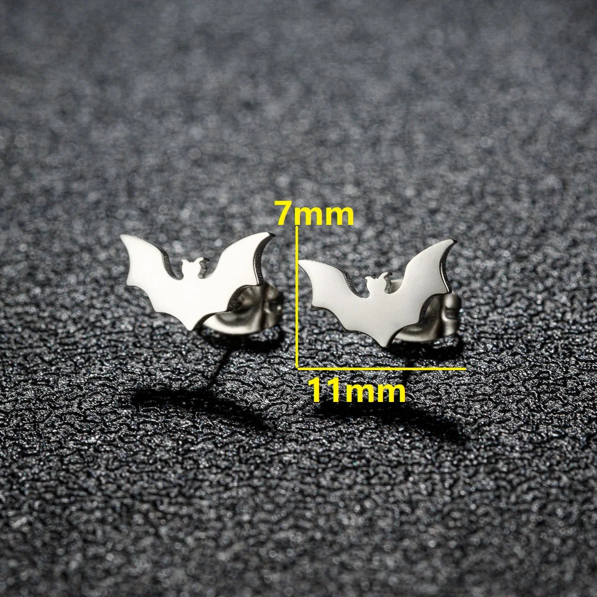 Spider Web Stud Earrings Black Gothic Stainless Steel
