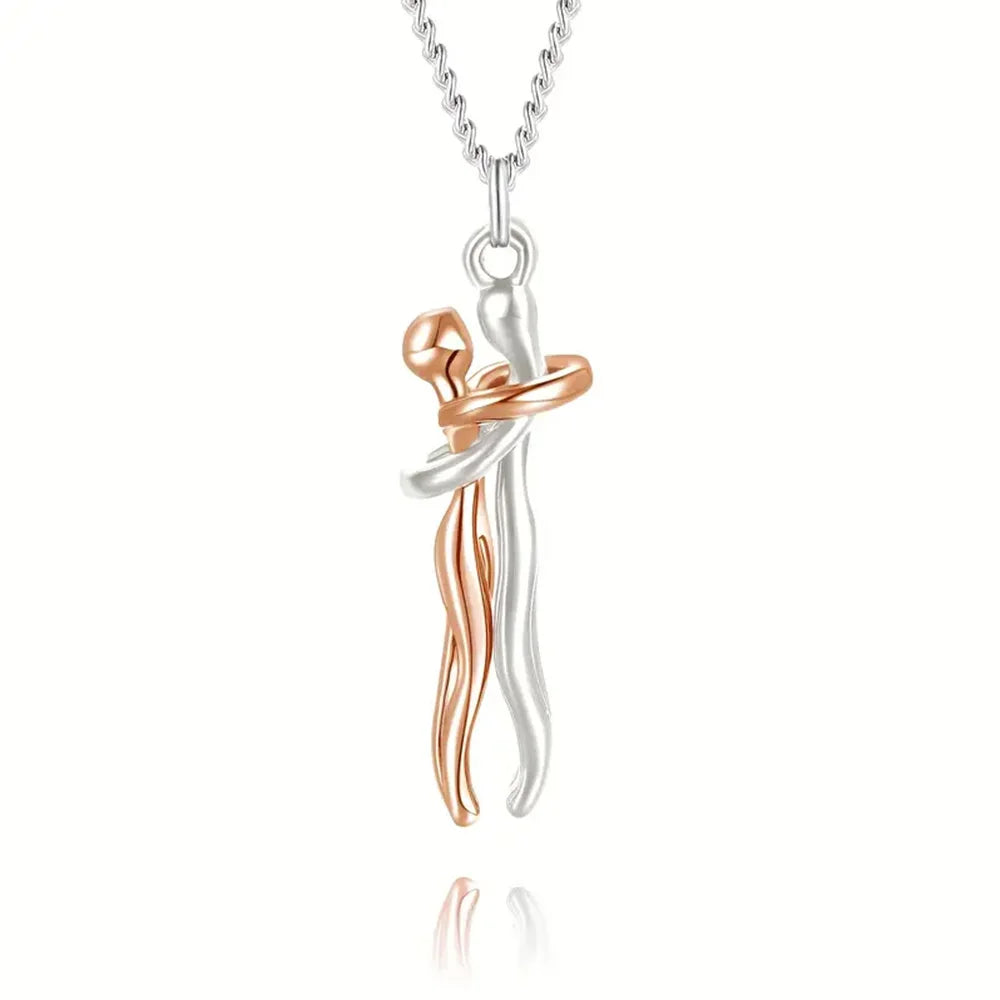Black Hug Pendant Necklace – Elegant Love Symbol for Daily Wear