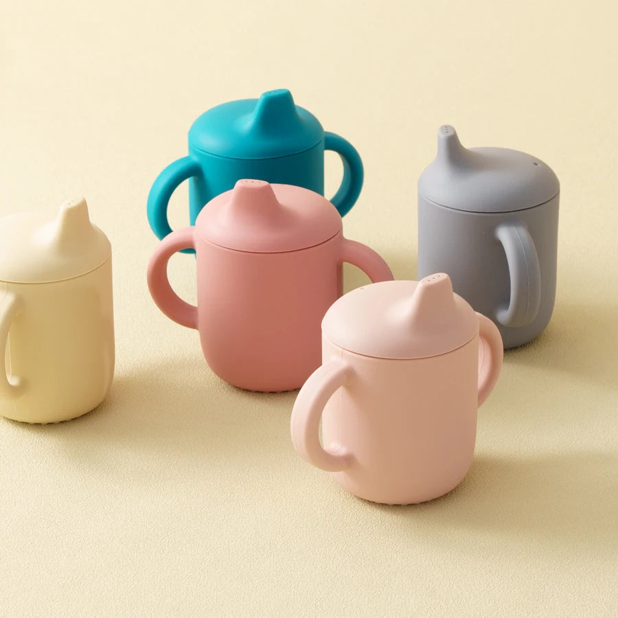 Silicone Baby Training Cup with Handle – 180ml Infant Drinking Cup