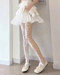 Women's Fishnet Stockings, Patterned High Waist Fishnet Tights, Fishnet Hollow Floral Thigh High Pantyhose
