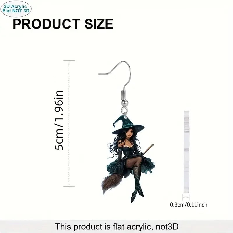 Halloween Witch Earrings for Women Acrylic Drop Jewelry