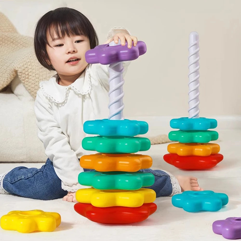 Montessori Stacking Toy – Rotating Rainbow Educational Learning Toy