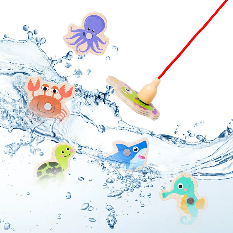 Wooden Magnetic Fishing Toy – Marine Life Learning Game