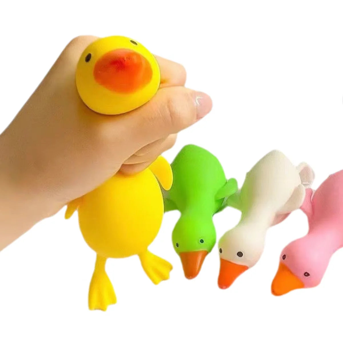 Sensory Squeeze Toy – Colorful Aurora Glitter Duck Stress Relief Toy